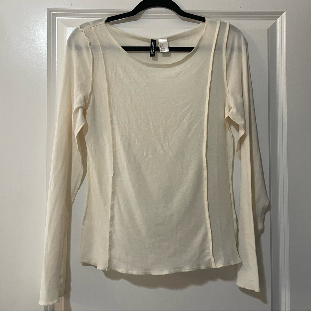 H&M CREAM LONG SLEEVE TOP